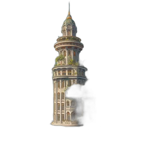 building, staff, umbrella, 3d render transparent PNG cut-out