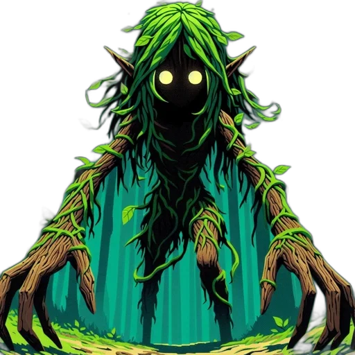 creature, staff, mask, tree transparent PNG cut-out
