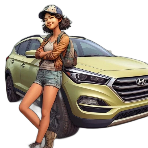 car, photorealistic, cartoon, concept art transparent PNG cut-out