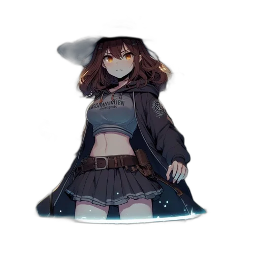 jacket, dress, hat, staff transparent PNG cut-out