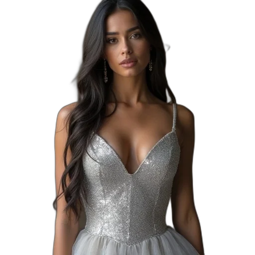dress, jewelry, photorealistic, 3d render transparent PNG cut-out