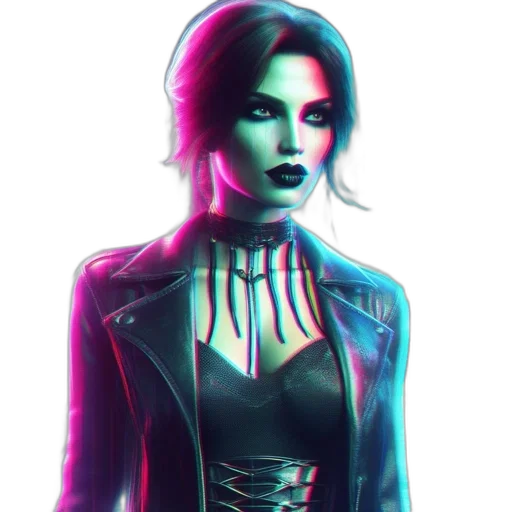 jacket, face, cyberpunk, comic book art transparent PNG cut-out
