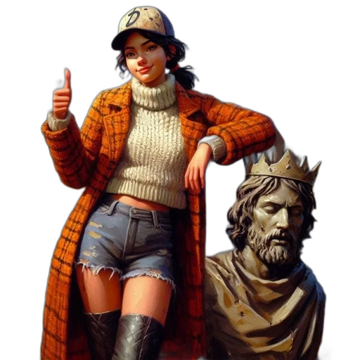 hat, jacket, crown, staff transparent PNG cut-out