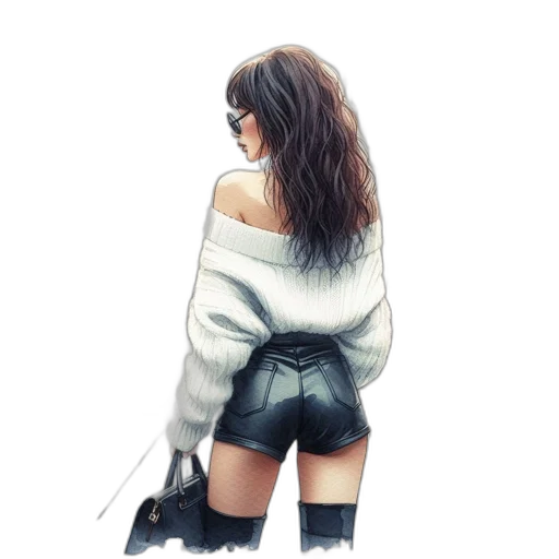 jacket, dress, hair, weapon transparent PNG cut-out