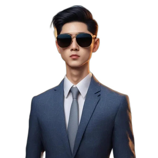 jacket, staff, face, 3d render transparent PNG cut-out