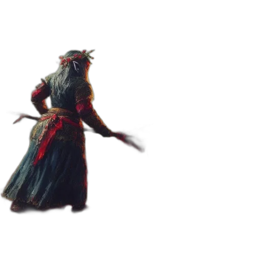 dragon, dress, staff, mask transparent PNG cut-out