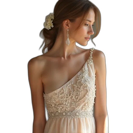 dress, jewelry, photorealistic, earth tones transparent PNG cut-out