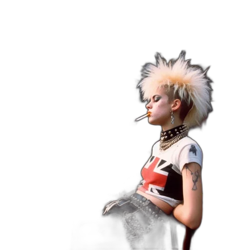 jacket, hair, staff, creature transparent PNG cut-out