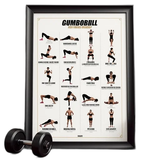 dumbbell, workout, exercise, poster transparent PNG cut-out