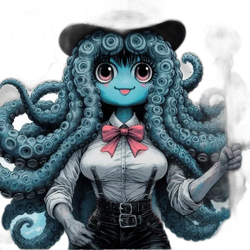 creature, staff, robot, hair transparent PNG cut-out