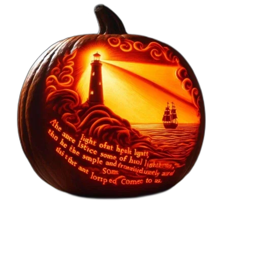 illuminated, pumpkin, sculpture, features transparent PNG cut-out