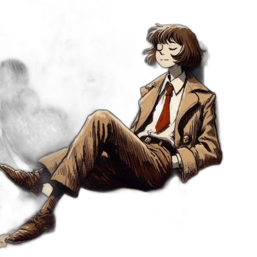 jacket, staff, face, robot transparent PNG cut-out