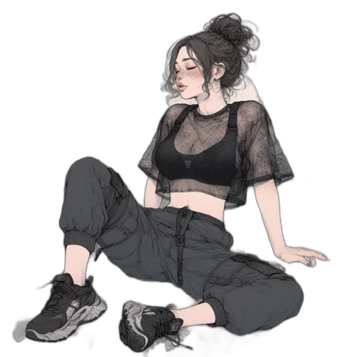 dress, jacket, shoes, hair transparent PNG cut-out