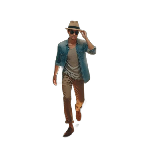 hat, jacket, staff, 3d render transparent PNG cut-out