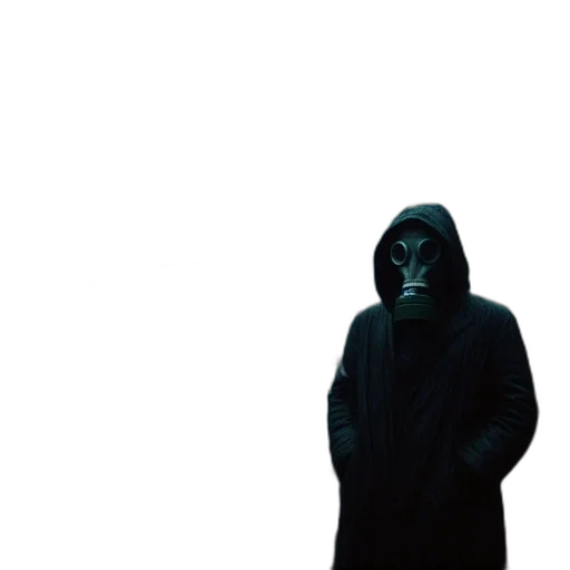 mask, jacket, creature, staff transparent PNG cut-out