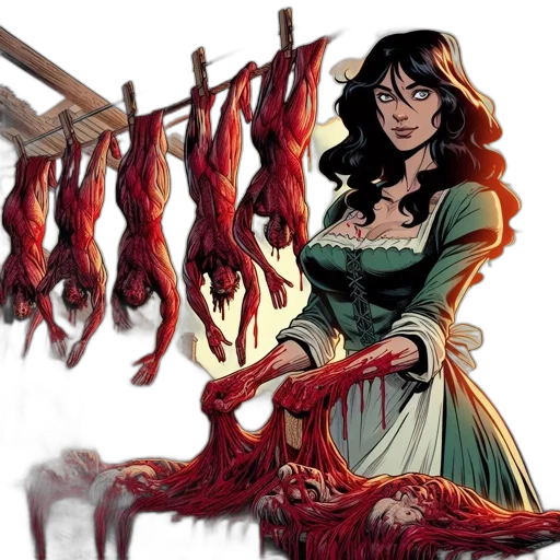 comic book art, concept art, woman, dark transparent PNG cut-out