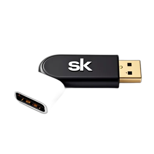3d render, black, white, usb transparent PNG cut-out