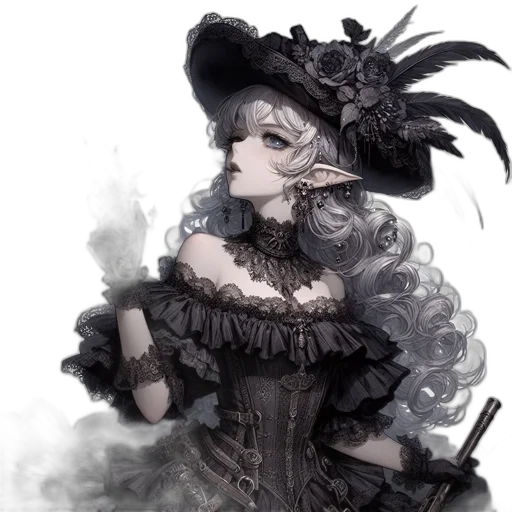 dress, hat, staff, crown transparent PNG cut-out