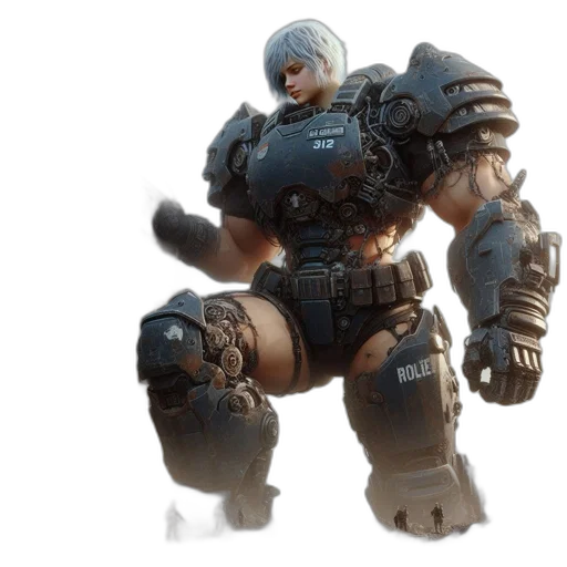 robot, weapon, concept art, 3d render transparent PNG cut-out