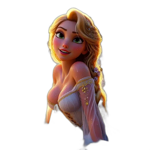 dress, crown, jewelry, staff transparent PNG cut-out
