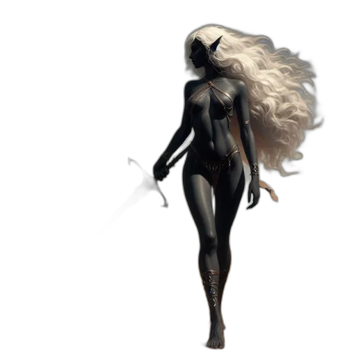 hair, staff, dress, creature transparent PNG cut-out