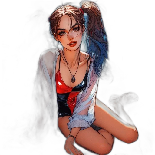 jacket, face, dress, comic book art transparent PNG cut-out