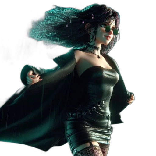 dress, concept art, comic book art, cyberpunk transparent PNG cut-out