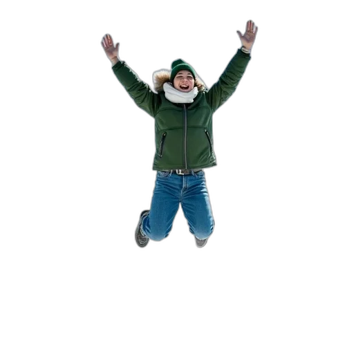 jacket, hat, staff, umbrella transparent PNG cut-out