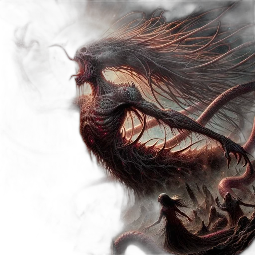 dragon, creature, hair, mask transparent PNG cut-out