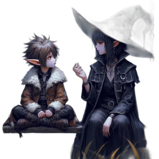 mask, hat, jacket, staff transparent PNG cut-out