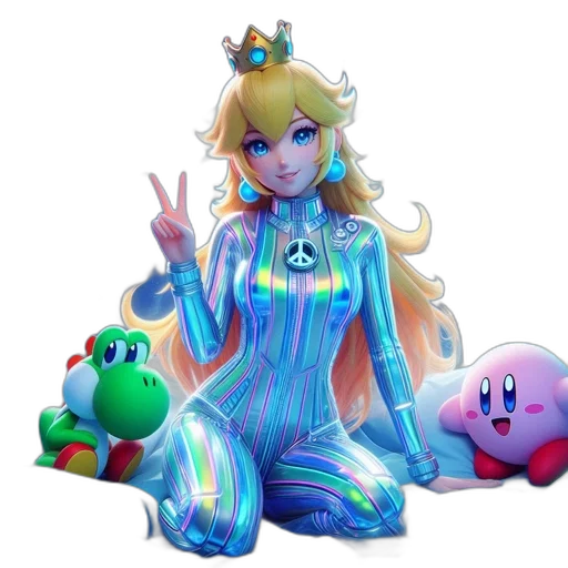 dress, crown, vaporwave, pixel art transparent PNG cut-out