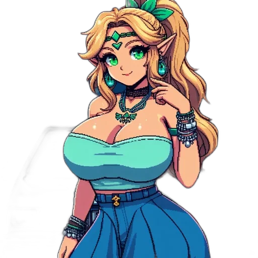 dress, crown, jewelry, pixel art transparent PNG cut-out