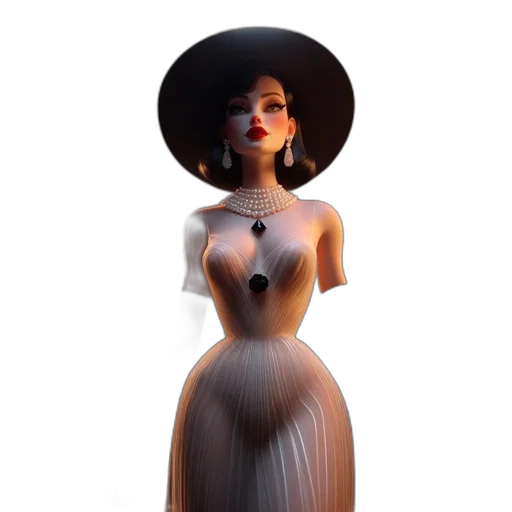 dress, hat, 3d render, concept art transparent PNG cut-out