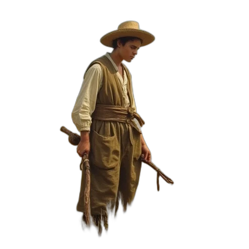 staff, hat, weapon, jacket transparent PNG cut-out