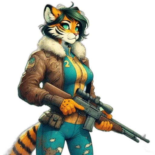 weapon, animal, jacket, staff transparent PNG cut-out