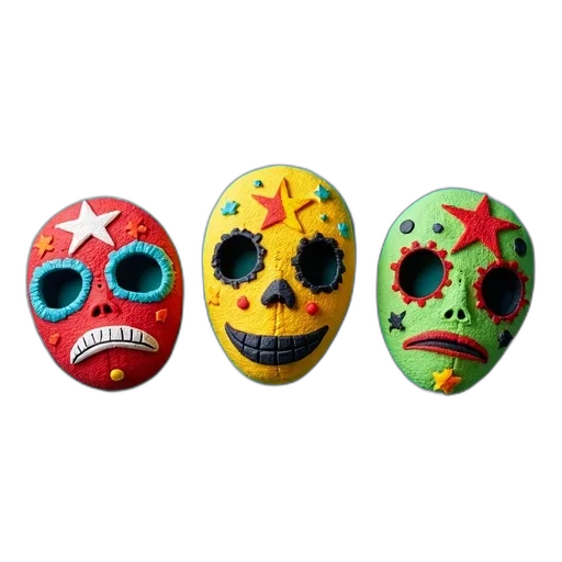 mask, collection, three, colorful transparent PNG cut-out