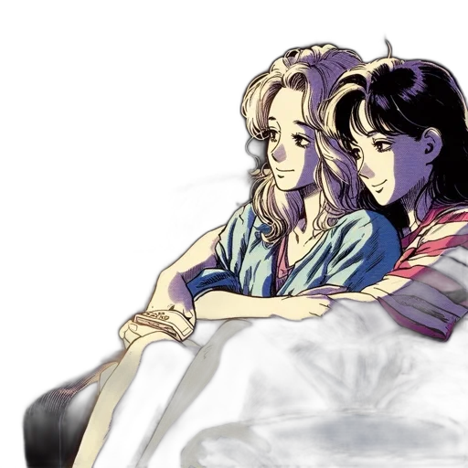 vaporwave, watercolor, concept art, anime transparent PNG cut-out