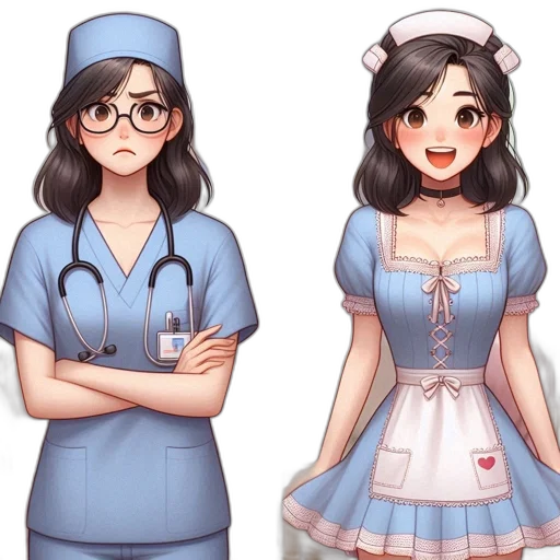 dress, staff, anime, concept art transparent PNG cut-out