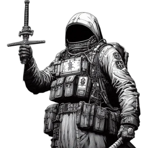 jacket, weapon, staff, sword transparent PNG cut-out