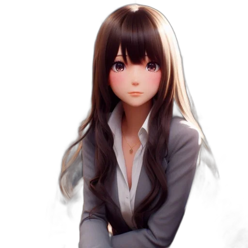 face, dress, jacket, hair transparent PNG cut-out