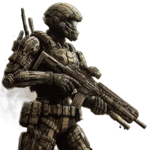 weapon, robot, concept art, 3d render transparent PNG cut-out