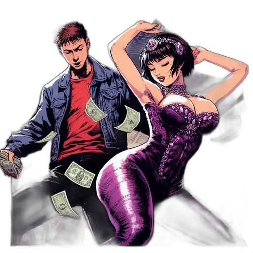 comic book art, concept art, cyberpunk, neon lights transparent PNG cut-out