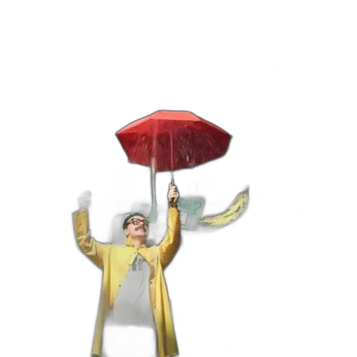 umbrella, staff, hat, jacket transparent PNG cut-out