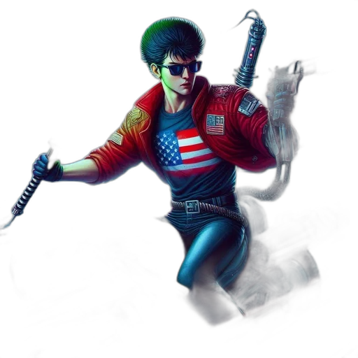 jacket, weapon, concept art, comic book art transparent PNG cut-out