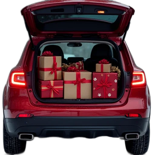 car, back, filled, presents transparent PNG cut-out