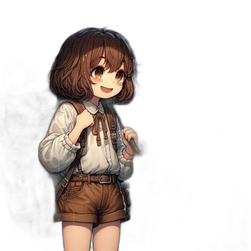 jacket, staff, dress, hair transparent PNG cut-out