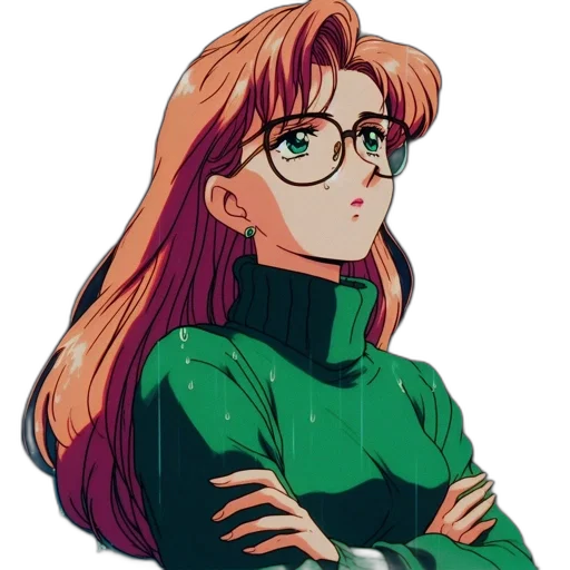 jacket, staff, face, vaporwave transparent PNG cut-out