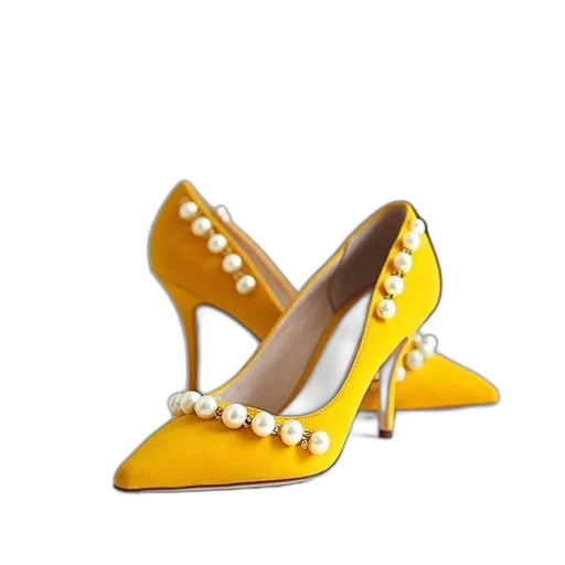 shoes, jewelry, 3d render, golden transparent PNG cut-out