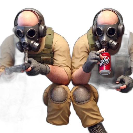 weapon, jacket, mask, bottle transparent PNG cut-out