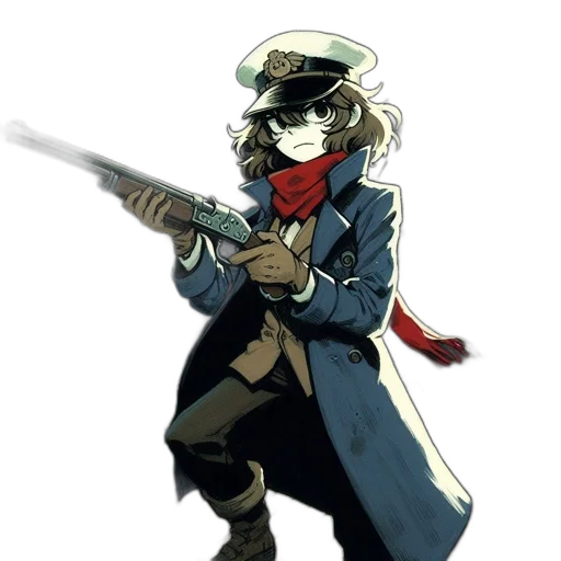 staff, weapon, jacket, hat transparent PNG cut-out